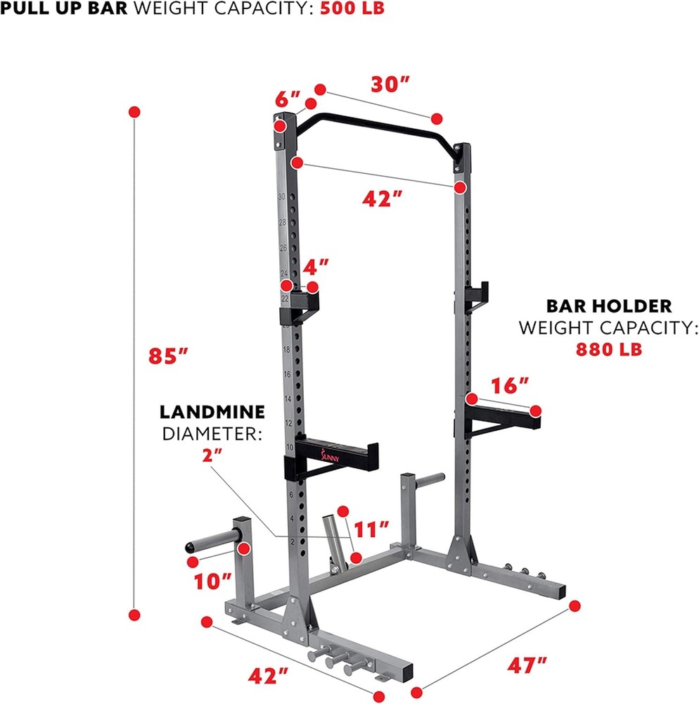 Power Cage & Squat Rack In High Weight Capacity W/ J-Hooks Adjustable Pull Up