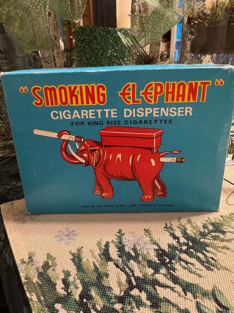 Vintage Smoking Elephant Cigarette Dispenser