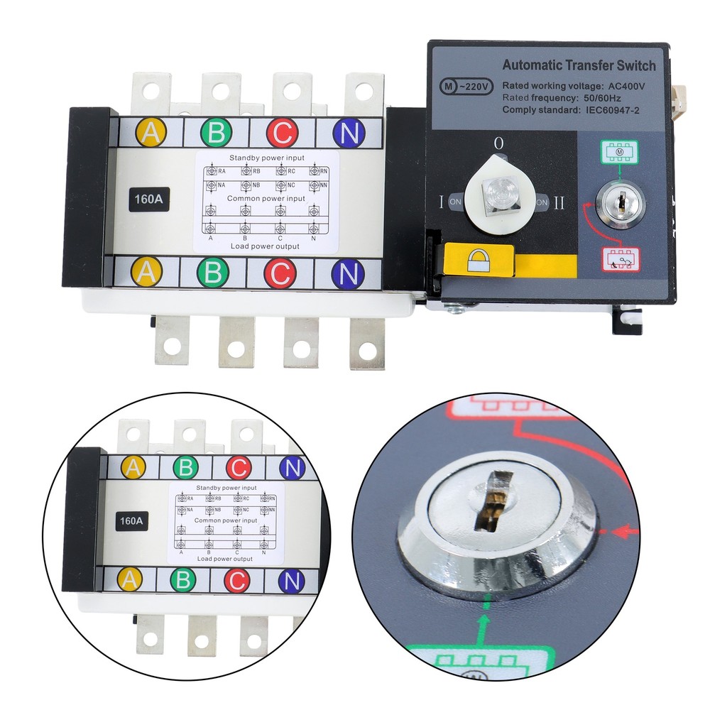 Automatic Transfer Switch 160A 4 Poles 110V 220V Grid to AC Generator ATS