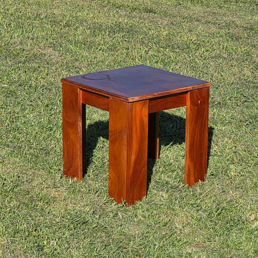 Vintage Solid Mahogany Cube Side Table/Stool -Minimalist Modern Design 16" x 16"