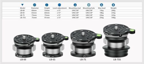 Leofoto LB-65 65mm Leveling Base with Butterfly Handle