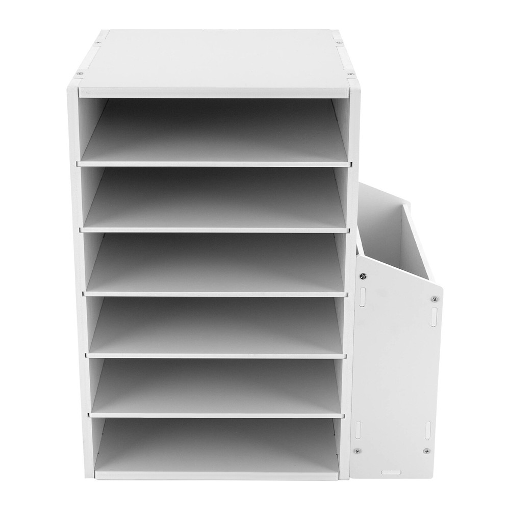 White Desktop Organizer Desktop File Holder File Organizer Modern Rectangular