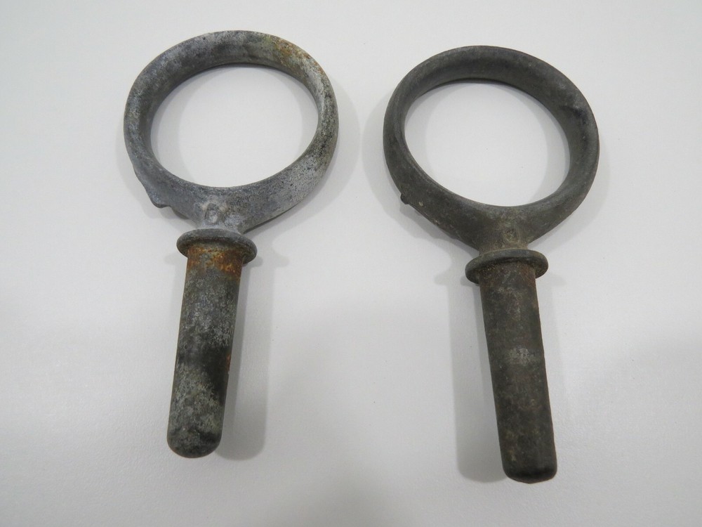 2 OLD GALVANIZED PAIR OAR LOCKS FOR BOAT DECOR (C2.5AG)