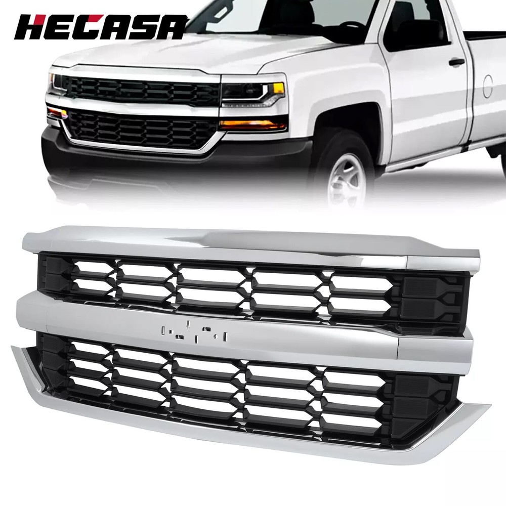Front Upper Grille Chrome For 2016-2019 2016 Chevrolet Silverado 1500 Grill