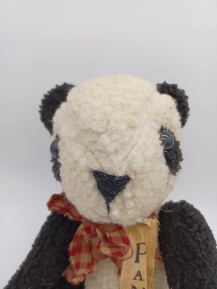 ~Panda Bear with Plaid Bow and Bell 16"