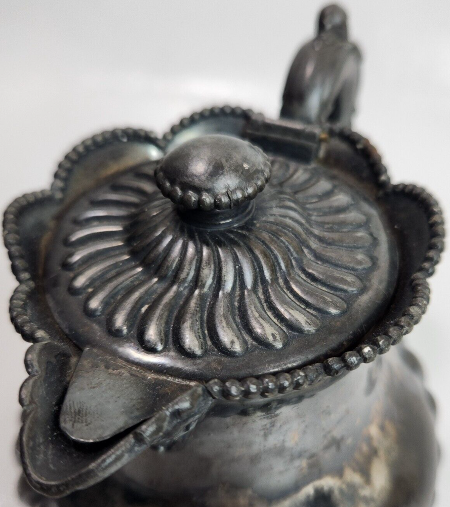 E.G Webster & Son Quadruple Silver Plated Cream Pitcher With Hinged Lid