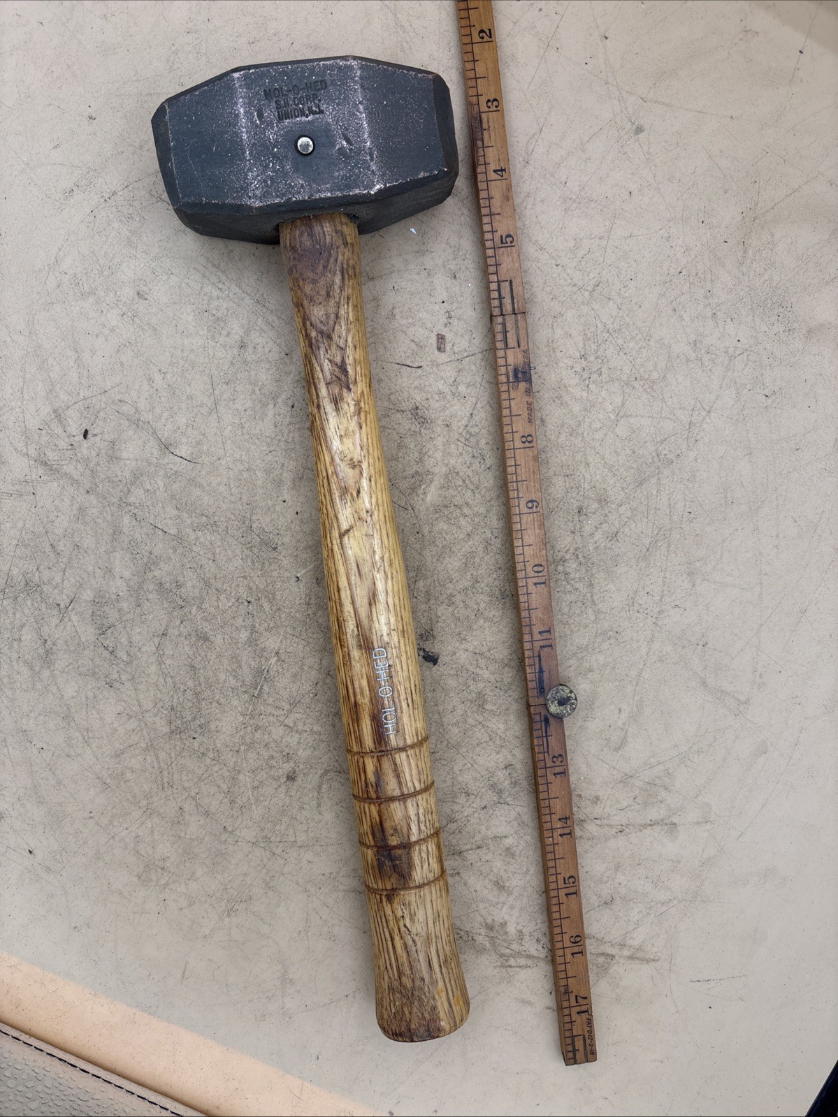 Vintage USA Brass Non-Spark Hammer 3.4 Lbs. Total Weight, #4 HOL-O-HED, SH Corp.