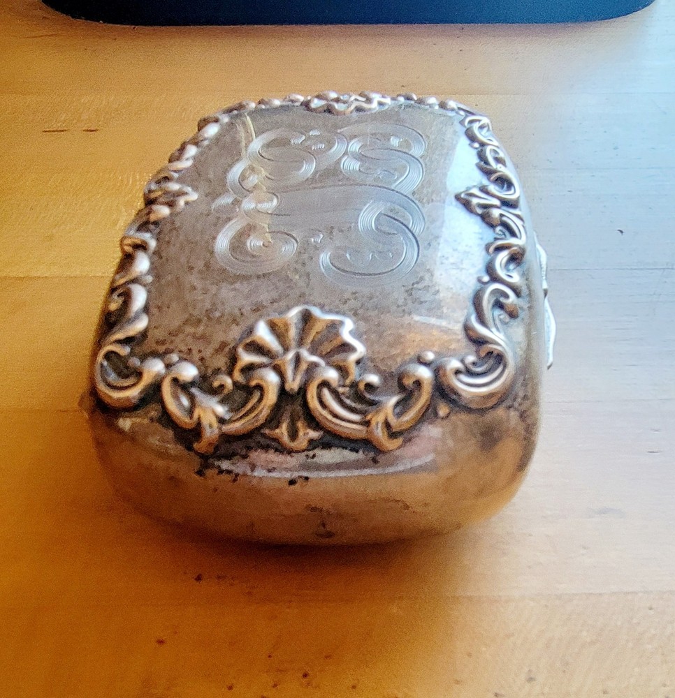Shell Scroll Soap Box Whiting Sterling Silver 1893 Mono FEC