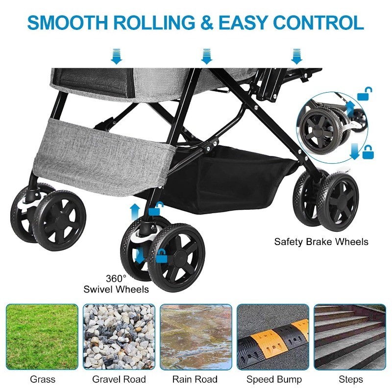 Dog Stroller for Large Medium Dogs Cats with Reversible Handle Foldable