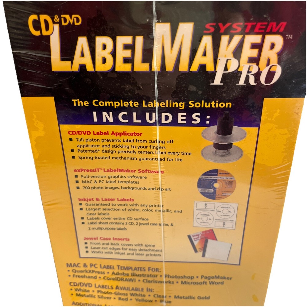 Pro Memorex Label Maker - CD & DVD Design System Mac/PC 2000 SEALED
