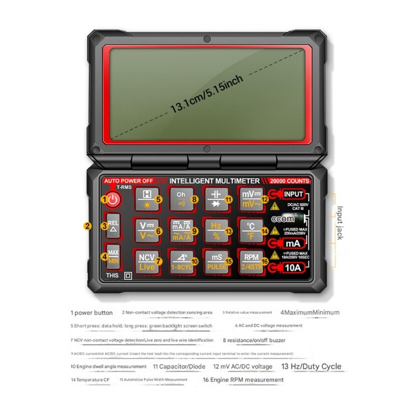 Auto Repair Multimeter Digital AC/DC Voltmeter Ammeter Capacitance Tester 2025