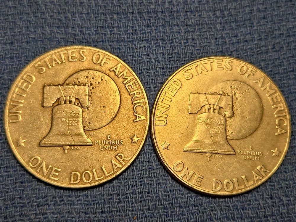 Two Bicentennial Eisenhower $1. D, No Mint Mark.