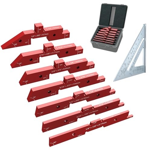 Setup Blocks Woodworking, 7 Pcs 7 Pcs Setup Bars + 1 Pcs Triangle Ruler