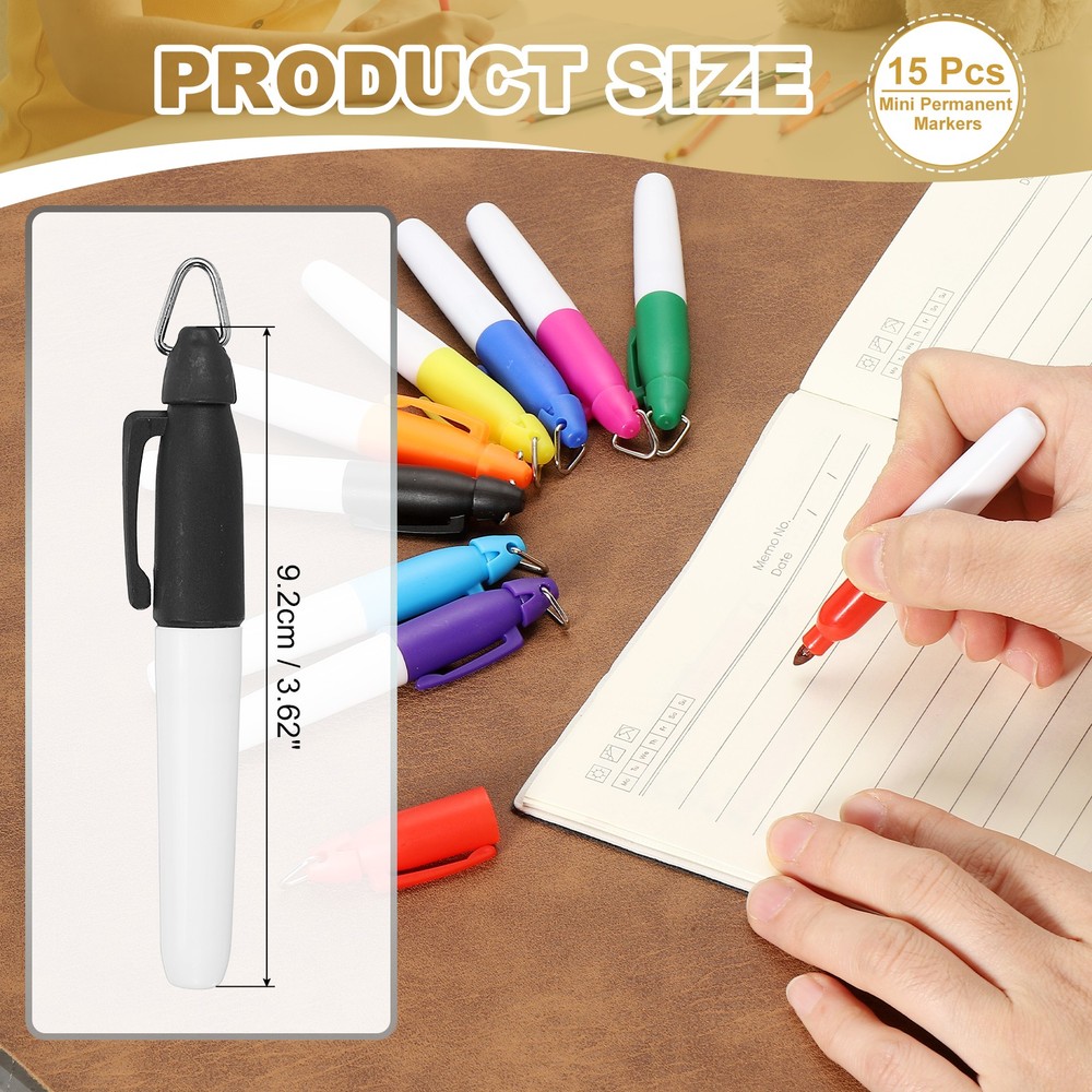 15 Pcs Round Point Mini Permanent Markers, Golf Marker Pen, Black