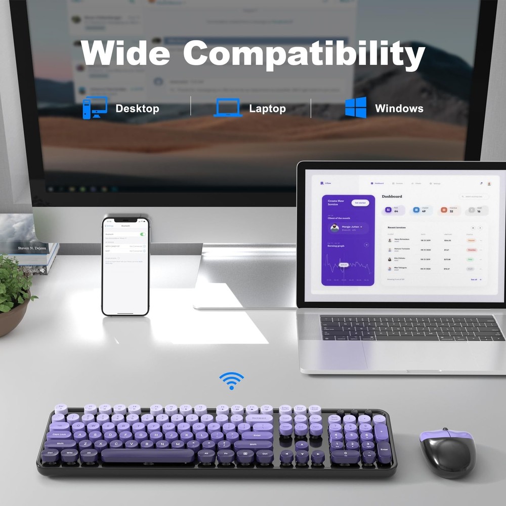 MOFII Wireless Computer Keyboard and Mouse Combo, Typewriter Full Size Keyboa...