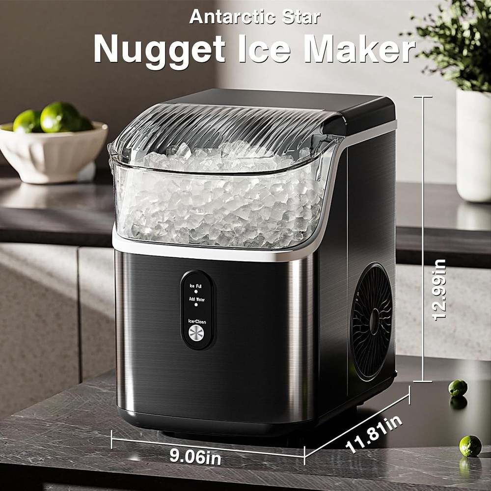 Nugget Ice Maker Countertop, Chewable Nugget Ice Machine with Automatic Clean...