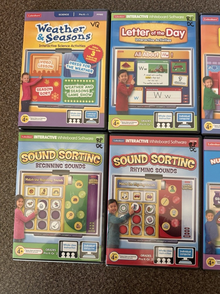 Lot 8 Lakeshore Interactive Educational Games Lot PC/Mac CD Rom Pre K-1 Math +