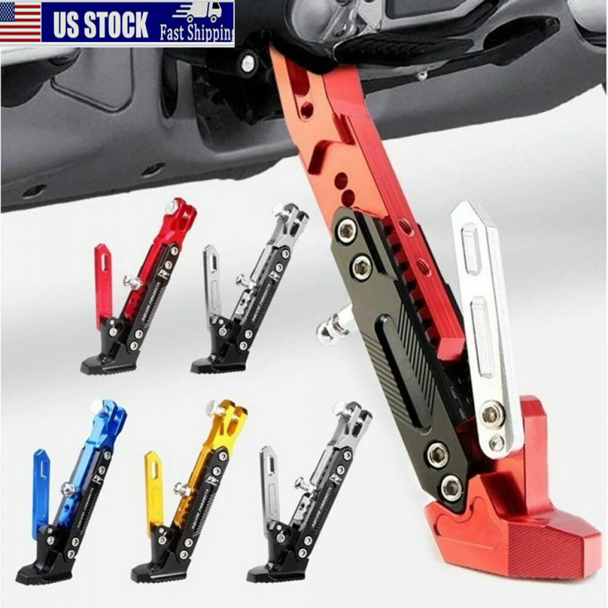 Motorcycle CNC Aluminum Alloy Kickstand Foot Side Support Kick Stand Adjustable