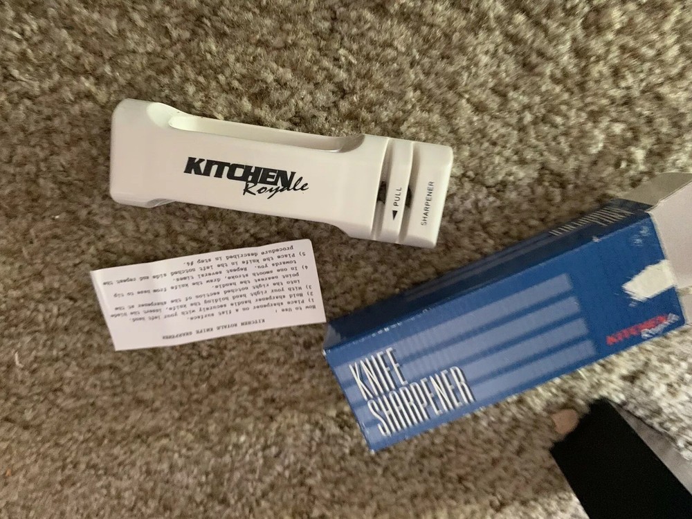Kitchen Royal Small White Knife Sharpener In Box w/ Instructions