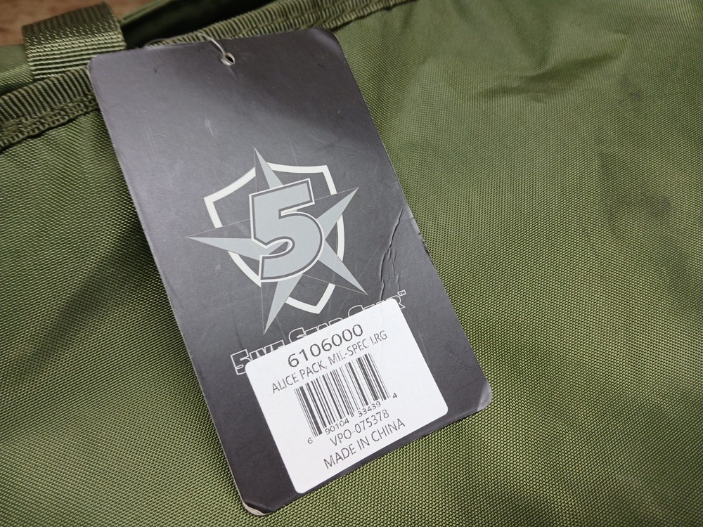 Olive Drab Medium Alice Pack Waterproof Backpack with Kidney Pad Five Star Gear