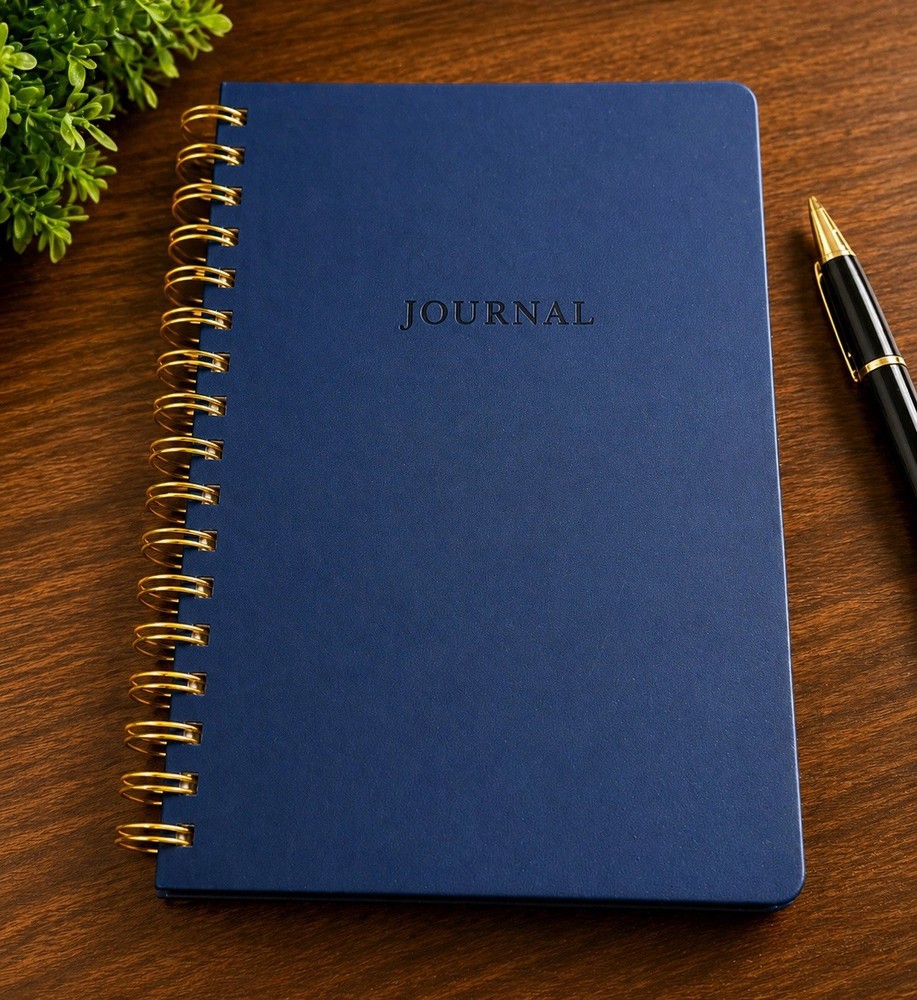 Blue Spiral Bound Cardboard Cover Journal