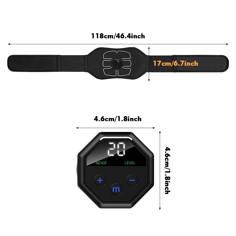 Rechargeable EMS Abdominal Muscle Toning Belt Trainer ABS Stimulator Toner Belt