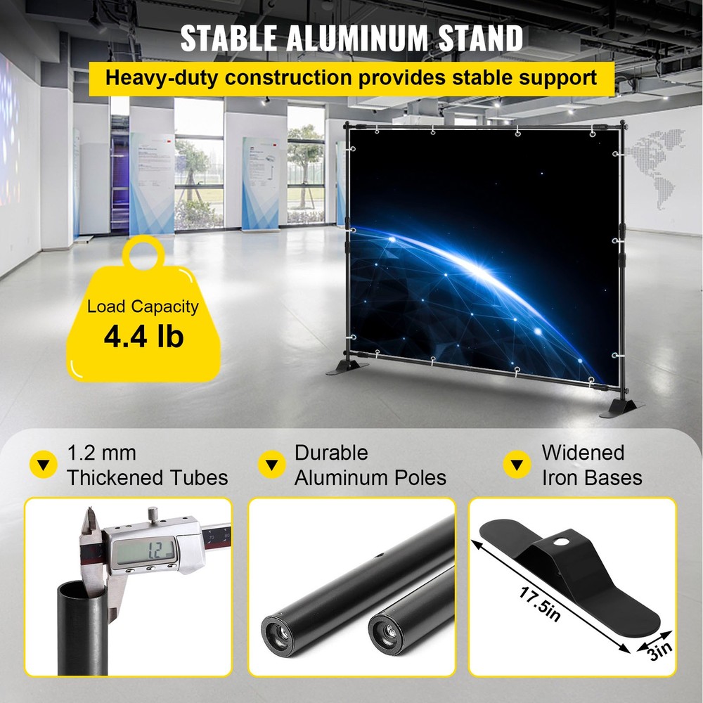 Telescopic Backdrop Banner Stand Adjustable Retractable with Carrying Bag