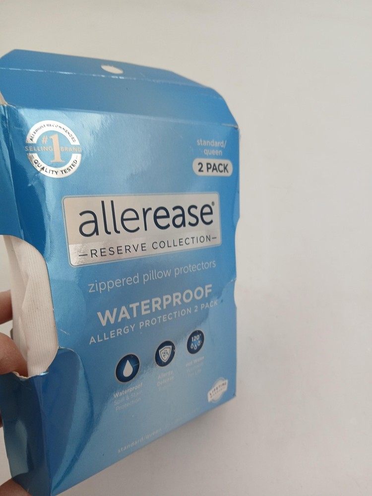 AllerEase Reserve Pillow Protectors Standard/Queen Waterproof White 2 Pack Set