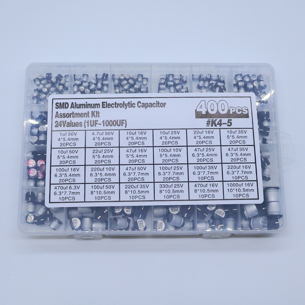 SMD Electrolytic Capacitors Kit 400PCS 1uF-1000uF 24 Values for PCB​