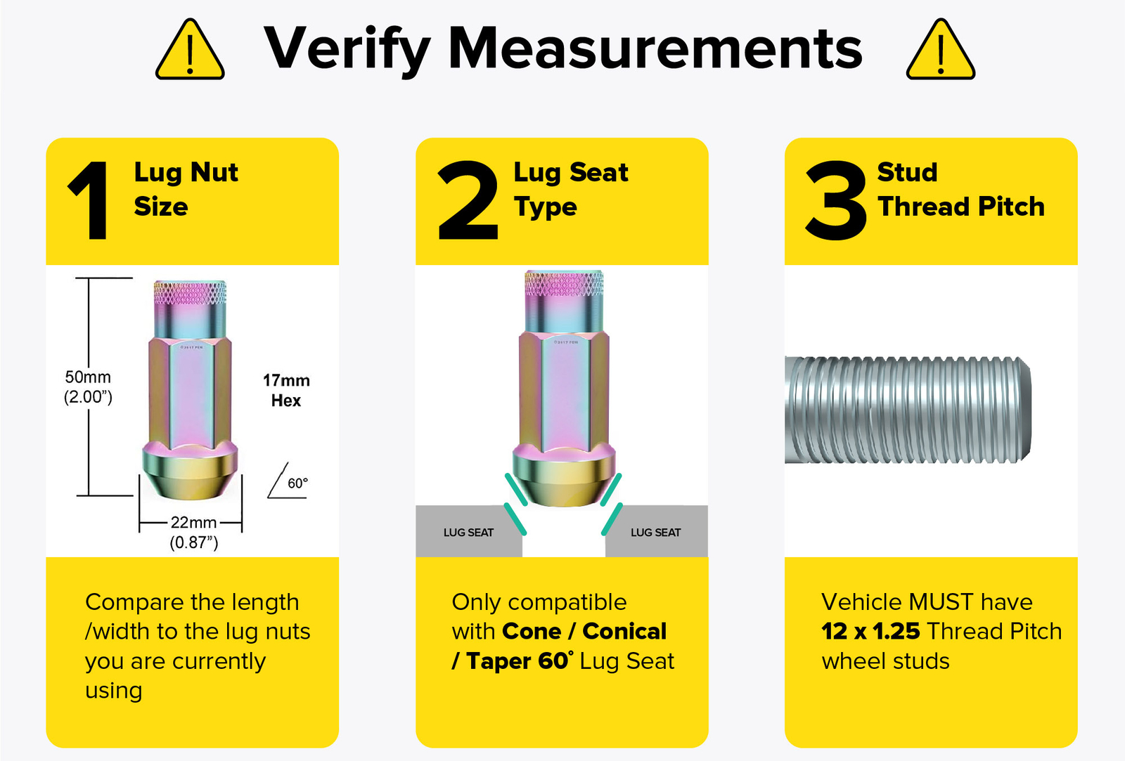 (20) 12x1.25 Lug Nuts | Neochro Neochrome Cone Seat | Extended Tuner Open End