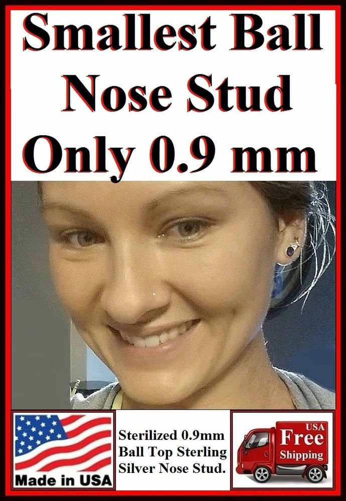 TINY TINY TINY (Only0.9mm) SMALLEST BALL 22g Sterilized Nose "L" Stud.