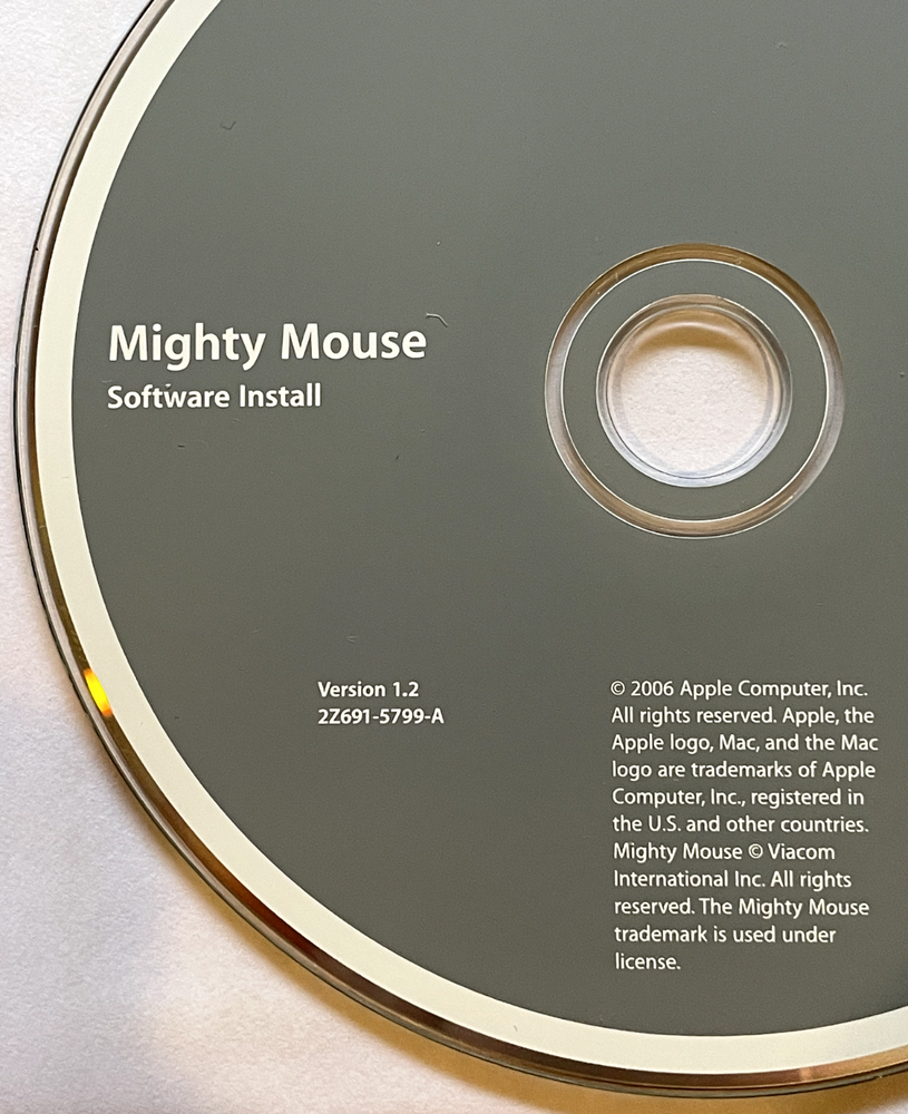 2006 Apple Mighty Mouse Software Install Disc Version 1.2 2Z691-5799-A