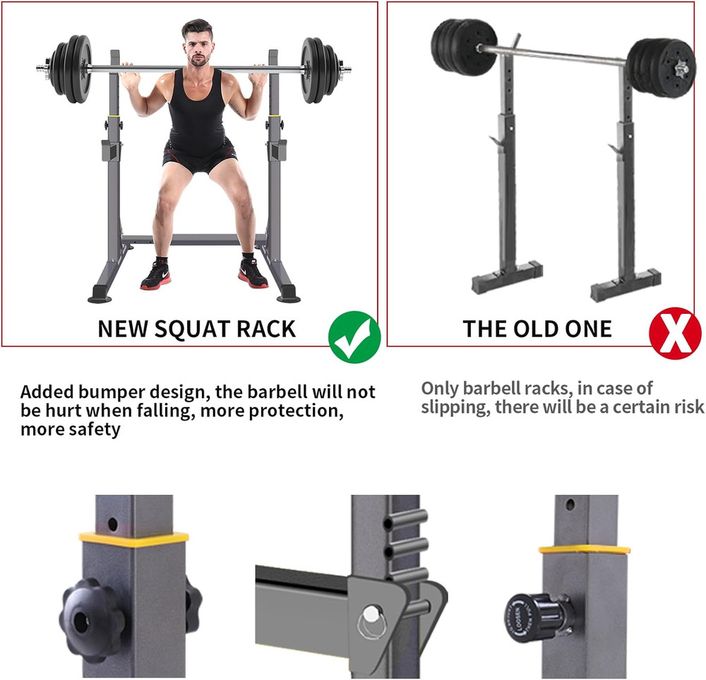 Adjustable Squat Rack,Multi-Function Barbell Rack for Weight Lifting and Home Gy