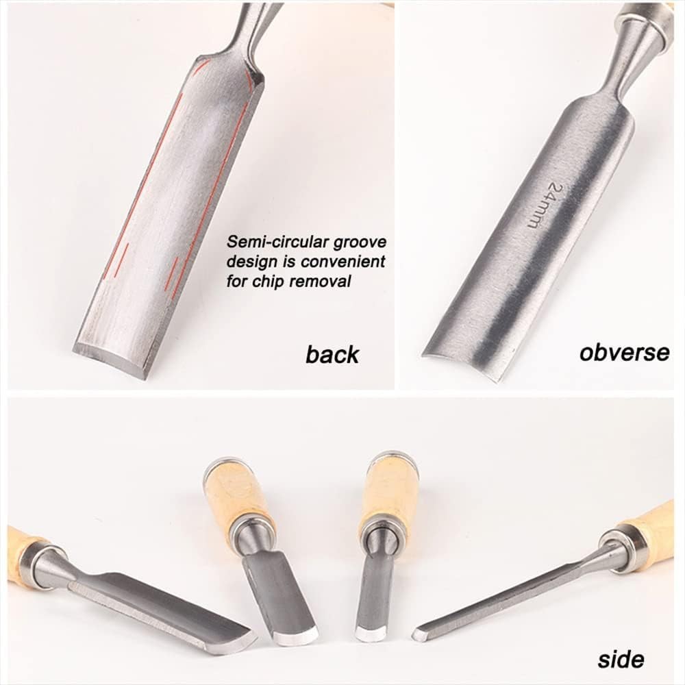 4 PCS SemiCircular Woodworking Chisel Set Chrome Vanadium Steel Carpenter