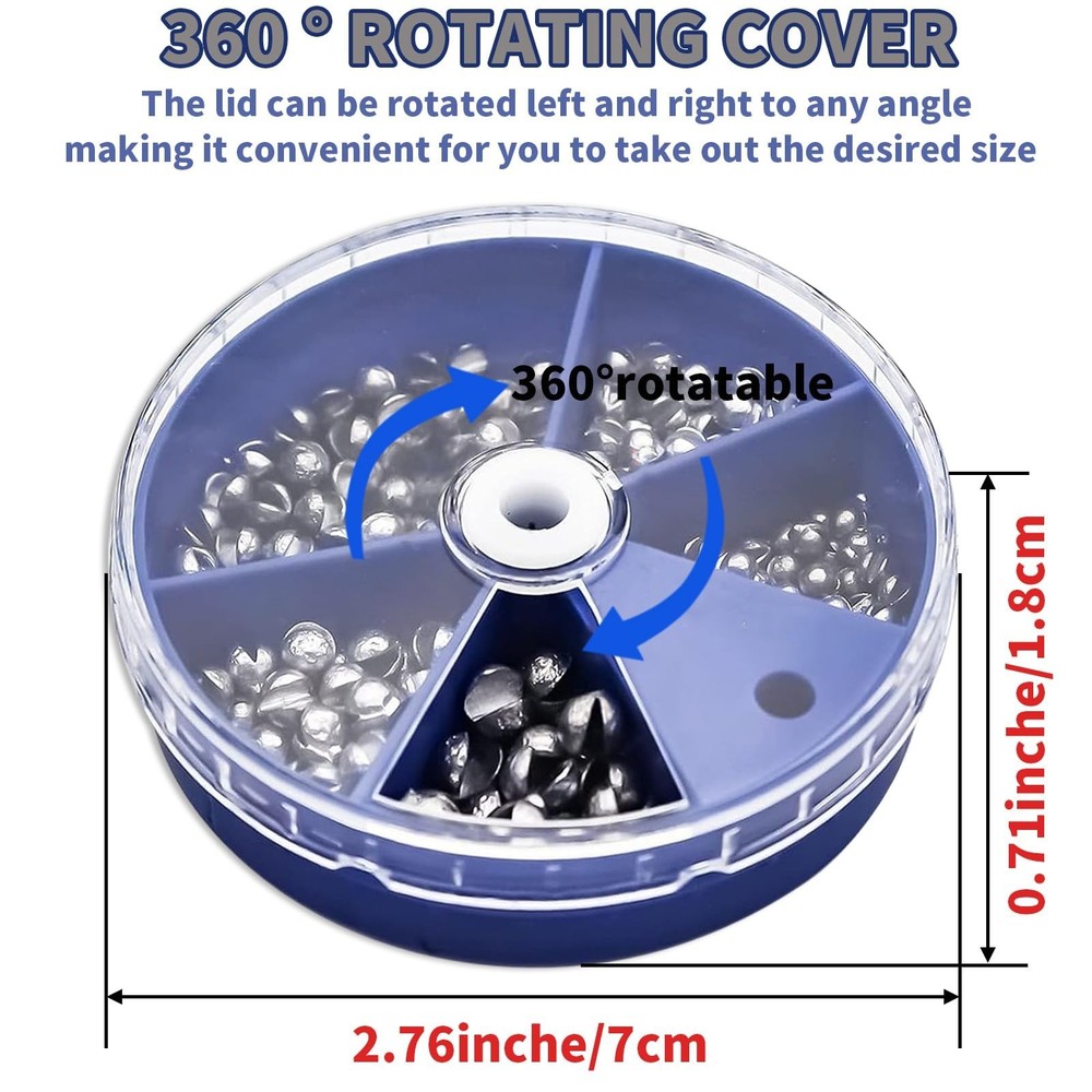 Fishing Weights Sinkers 200PCS/105PCS Round Split Shot Sinker Set - 5 Sizes L...