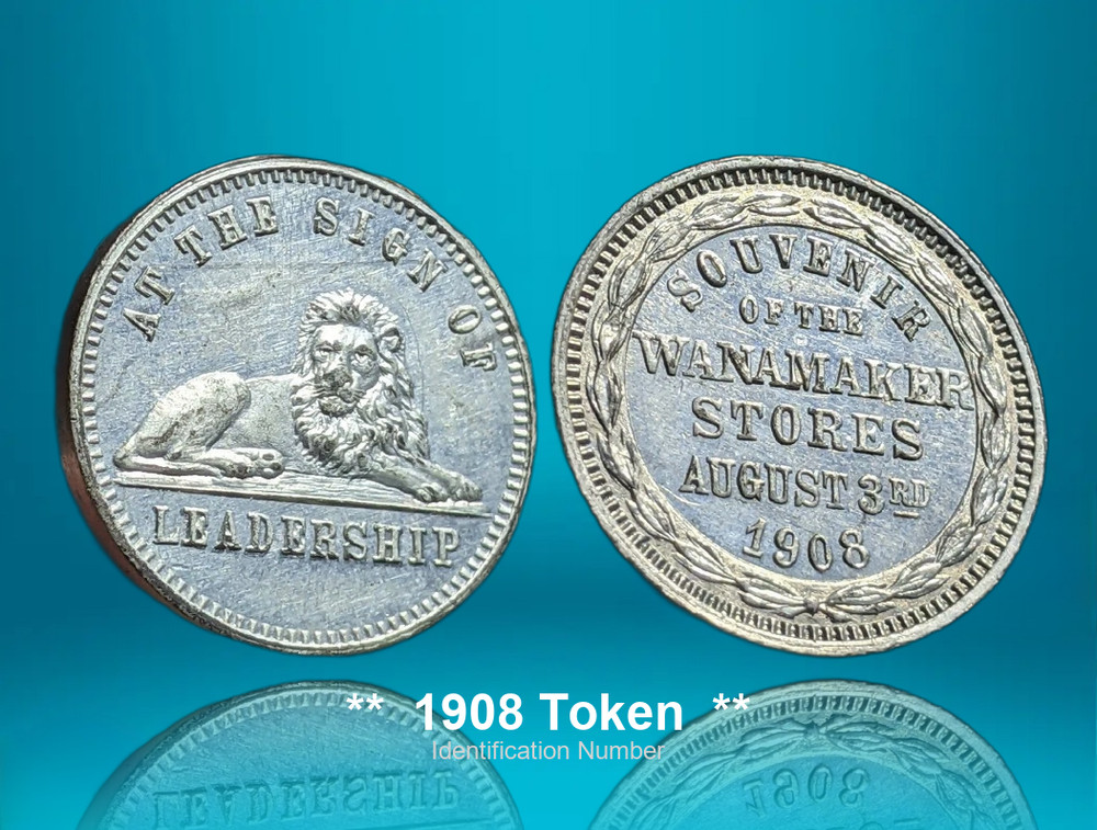 1908 WANAMAKER STORES Lion Rare SOUVENIR TOKEN