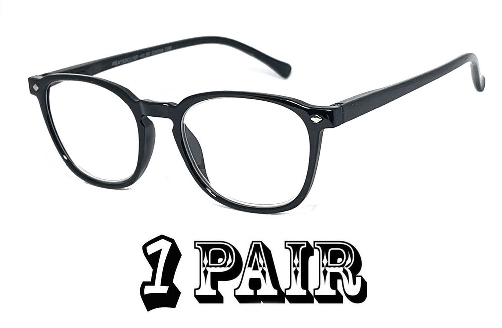 Retro Square Keyhole Reading Glasses Silver Rivet Spring Hinge Temples