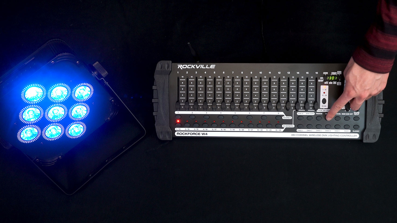 Rockville ROCKFORCE W4 384 Channel Wireless DMX Lighting Light Controller+MIDI