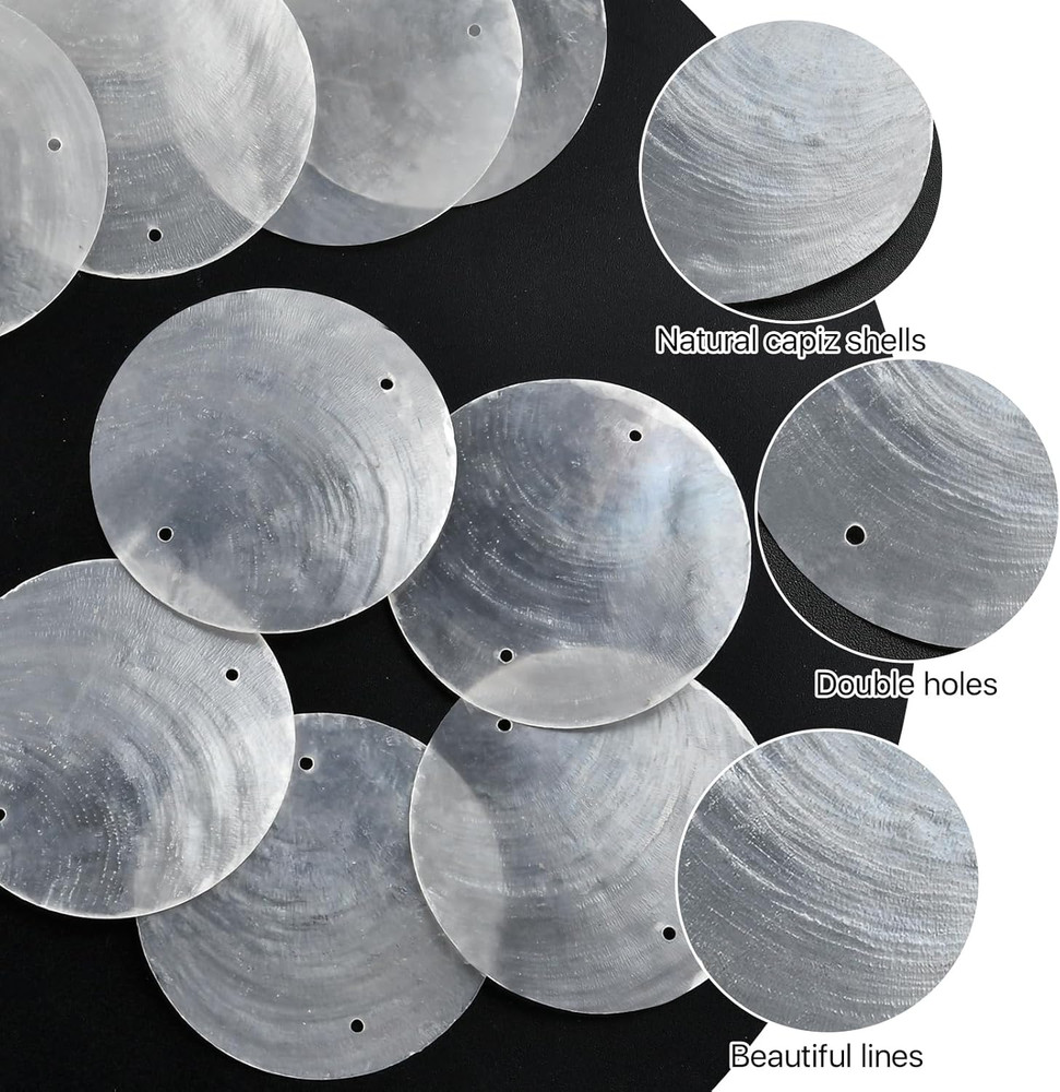 Round Capiz Shells, 200 Pcs Capiz Shells and 100 Pcs Shell Garland Strings Bulk