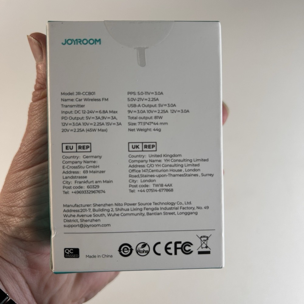 Bluetooth 5.3 FM Transmitter Car Adapter Stronger Dual Mics JOYROOM