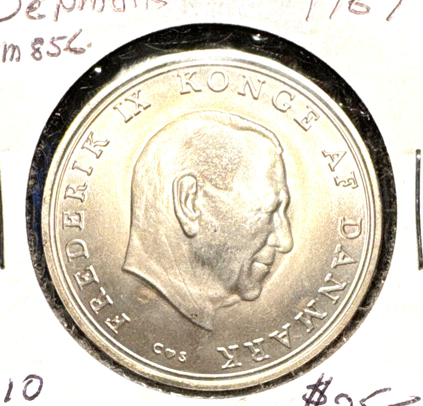 Denmark 1968 10 kroner KM 856 Choice BU (1)