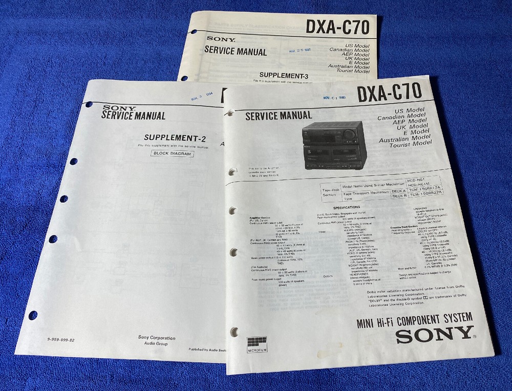 SONY DXA-C70 MINI HIFI COMPONENT SYSTEM ORIGINAL SERVICE MANUAL SCHEMATIC M798x