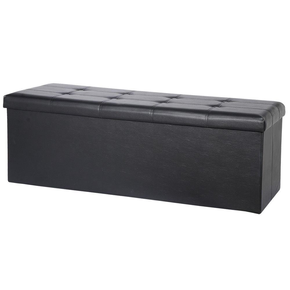 43" Folding Storage Ottoman Bench Storage Stools Footrest for Home Organizer