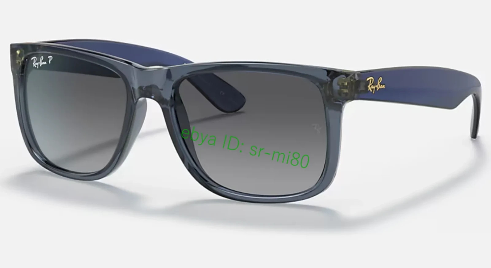 Ray-Ban Justin RB4165 Men’s Square Sunglasses Transparent Blue Frame Gray Lens