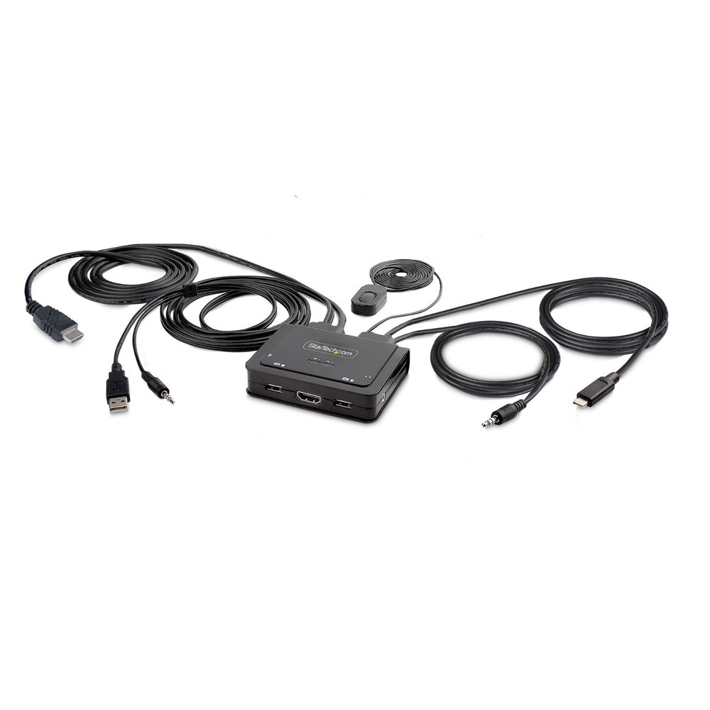 StarTech 2-Port Hybrid USB-C HDMI Cable KVM Switch (c2h46uaccblkvm)