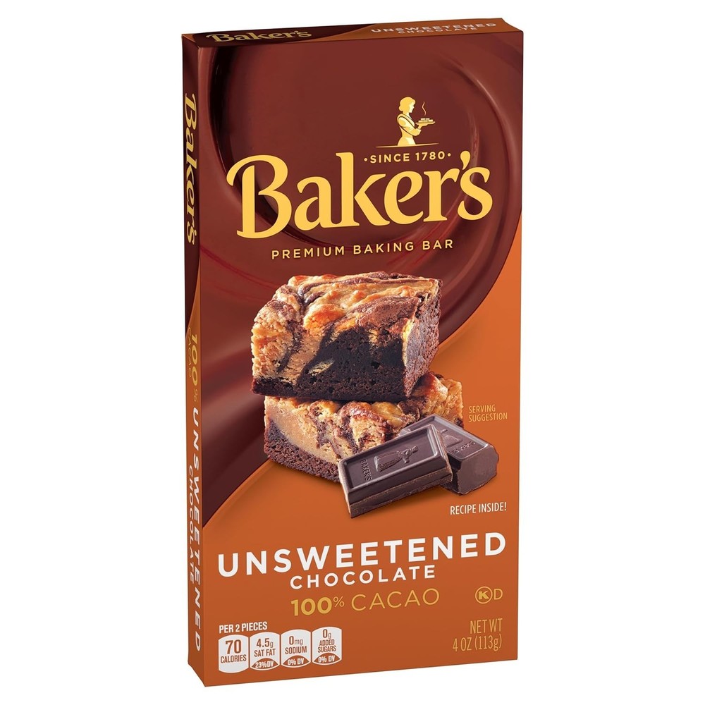 4 oz Baker's Unsweetened Chocolate Bar - Elevate Your Baking Experience