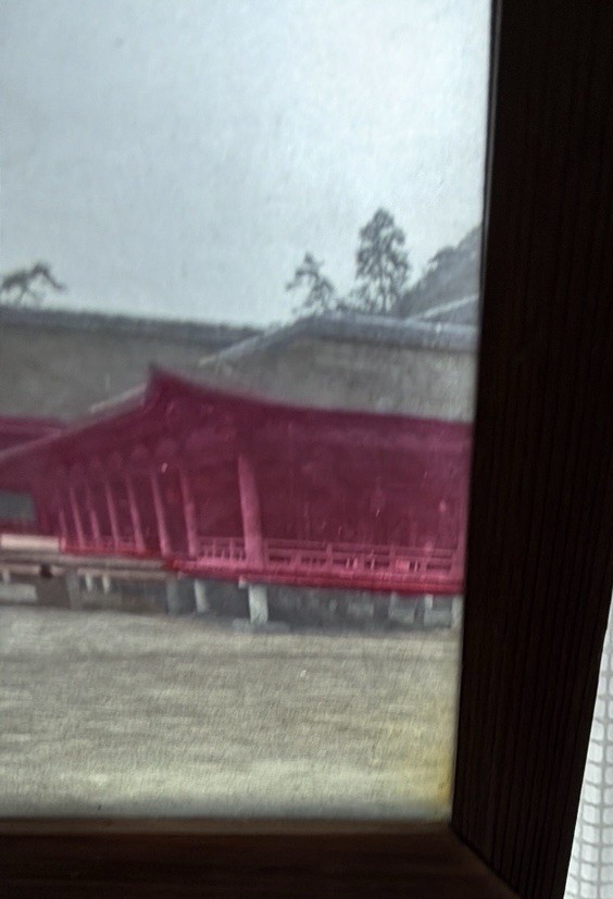 unique hold to the light Tinted Japanese Temple Lantern glass panel slide photo