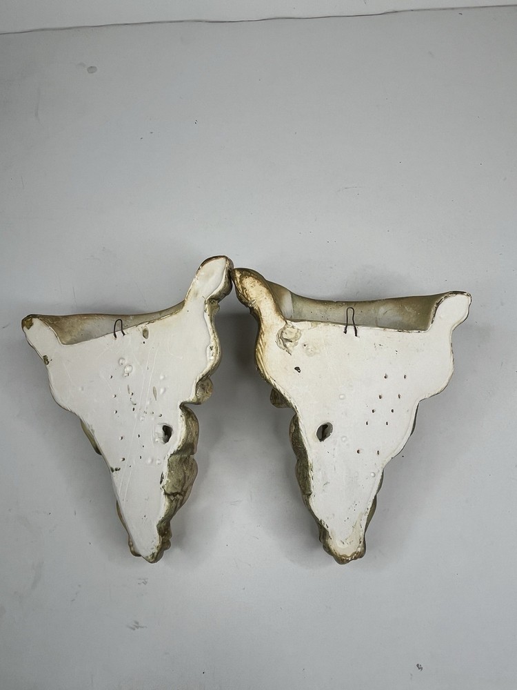 Vintage Cherub Wall Sconces Plaster Distressed Pair