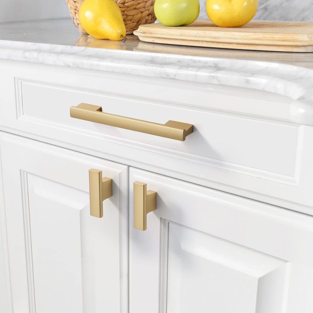 10 Pack Brushed Gold Cabinet Knobs 2 Inch (50MM) Single Hole Cabinet Pulls Ki...