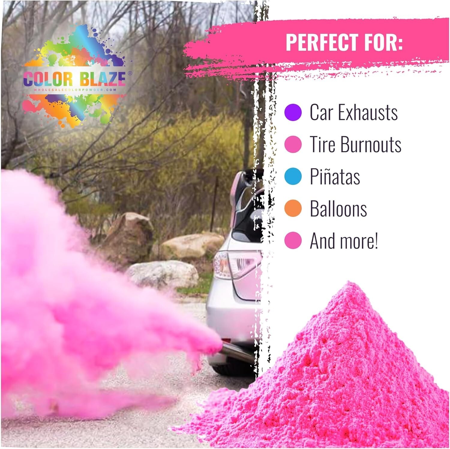 Color Blaze Black Out Gender Reveal Pink Colored Powder Burnout (2lbs Pink)